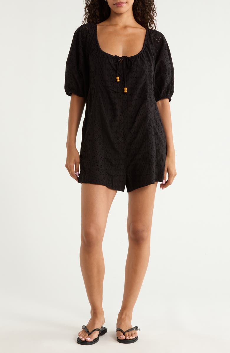 Elan Tie Waist Cover-Up Romper, Main, color,