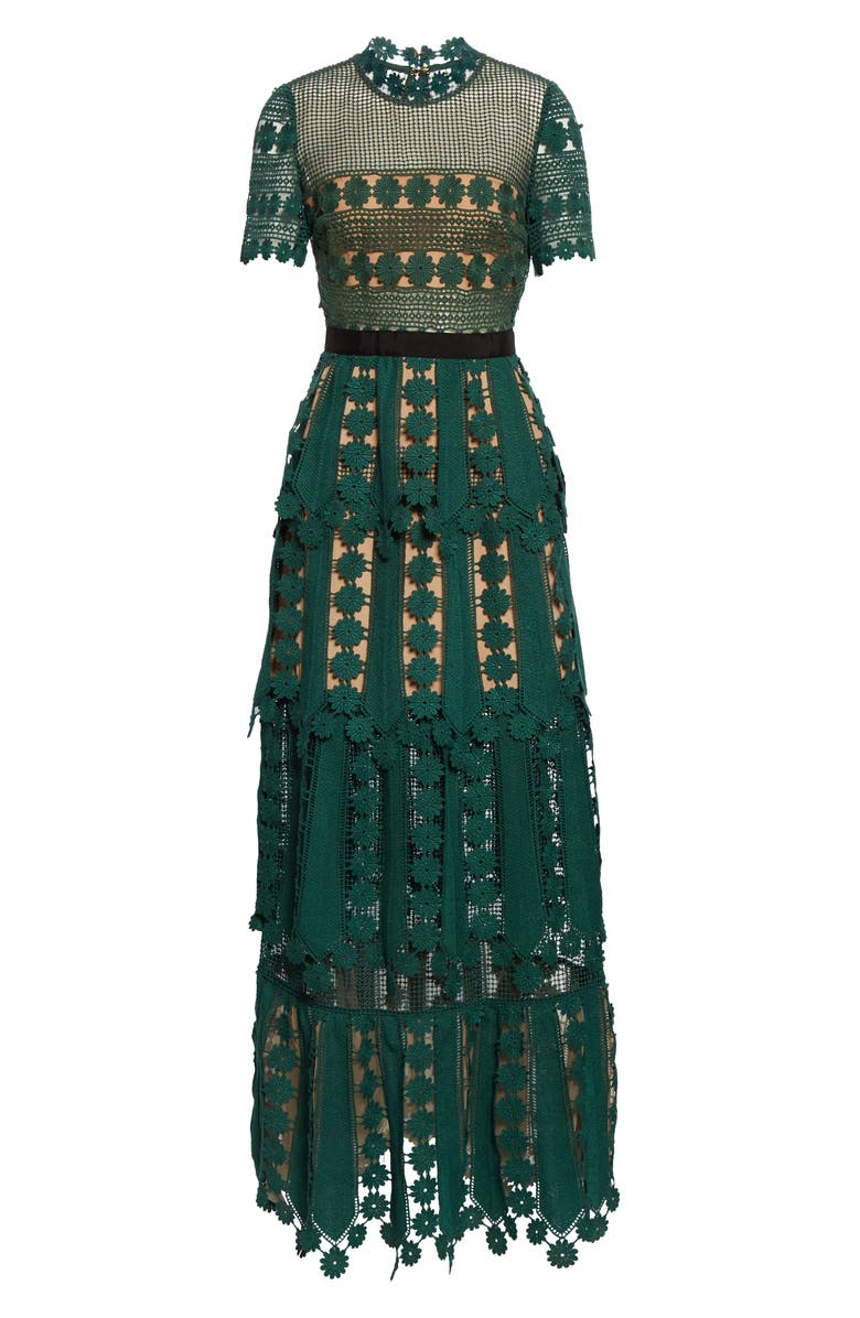 Self-Portrait Teardrop Lace Maxi Dress, Alternate, color,