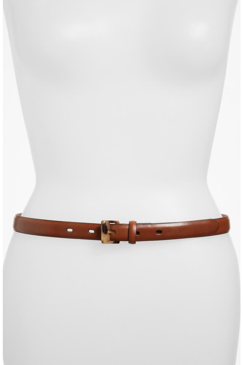 Leather Belt, Main, color, LAUREN TAN WITH TORTOISE