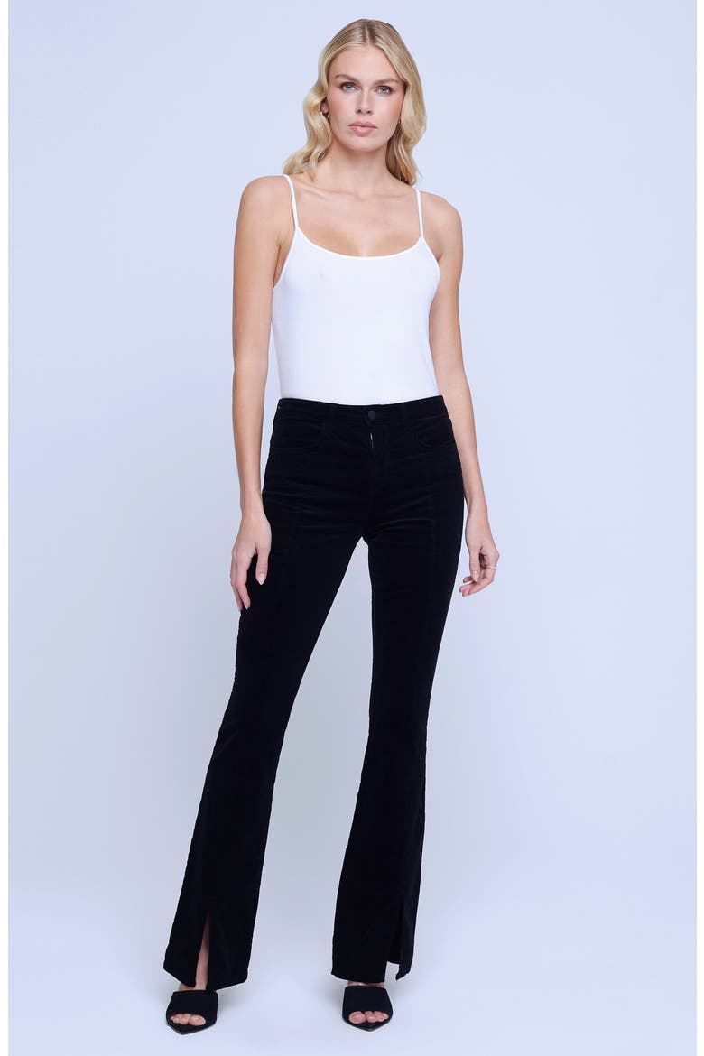 Beatrix High Waist Front Slit Baby Bootcut Jeans, Alternate, color, NOIR