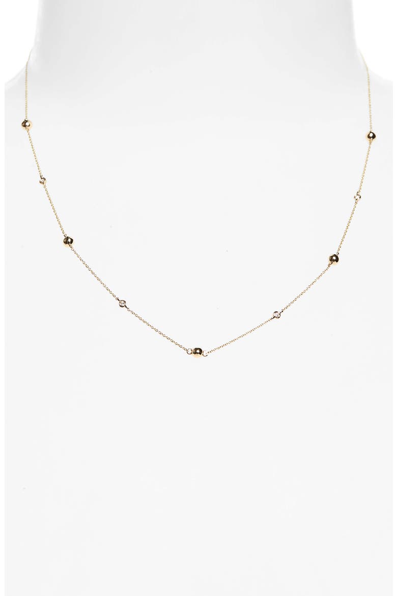 Poppy Rae Diamond & Ball Station Necklace, Main, color, YELLOW GOLD