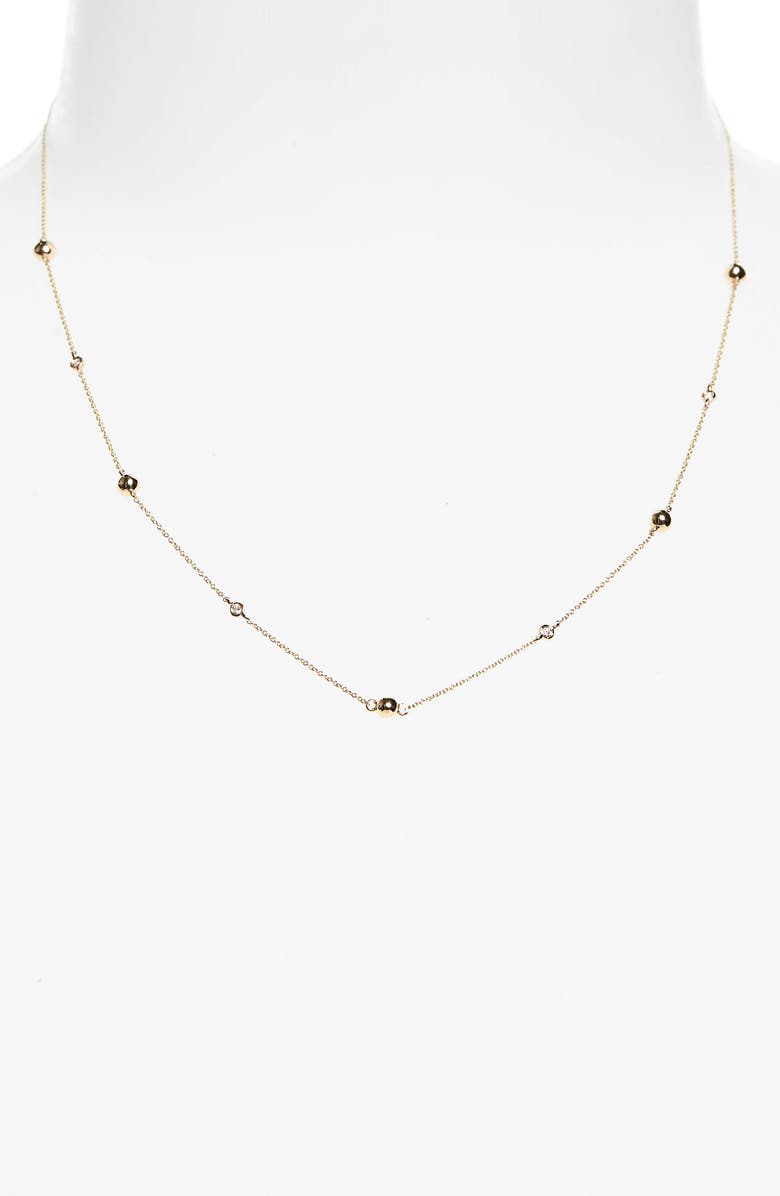 Dana Rebecca Designs Poppy Rae Diamond & Ball Station Necklace, Main, color, 