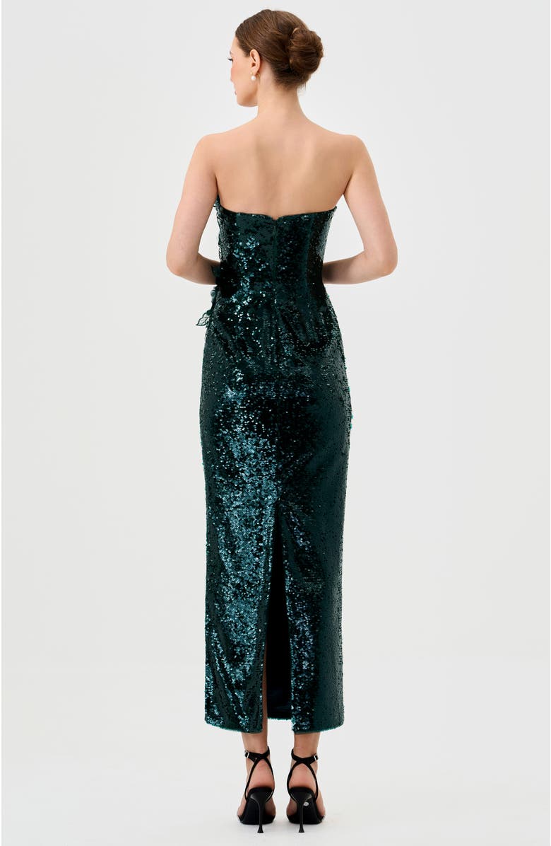 Bariano Edith Scoop Strapless Midaxi, Alternate, color, Emerald