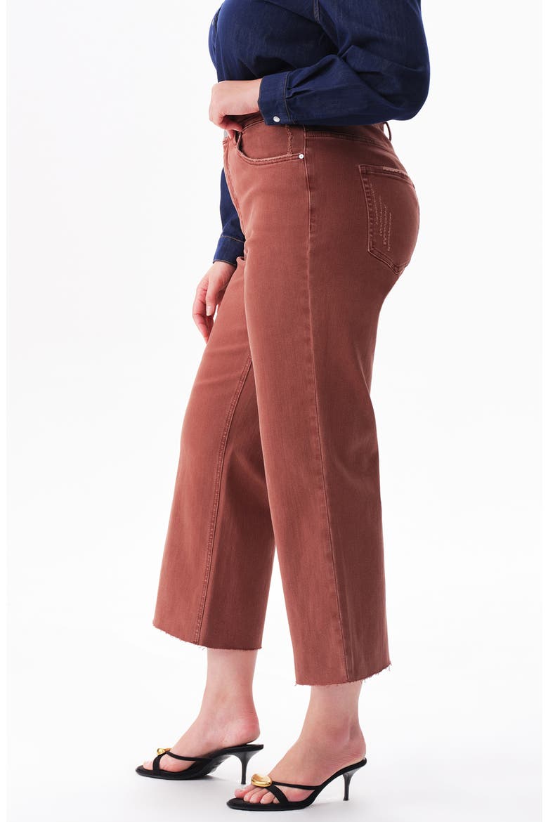 High Waist Frayed Hem Crop Wide Leg Jeans, Alternate, color, CAPPUCCINO