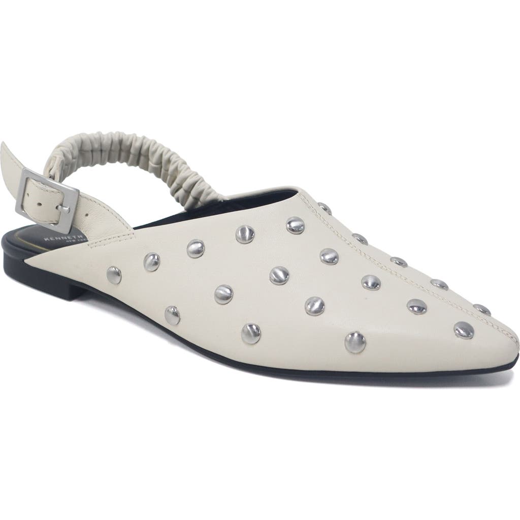 Kenneth Cole Nicola Studded Slingback Mule In Vanilla Leather
