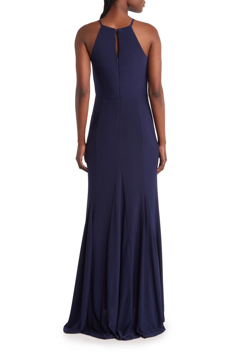 Jump Apparel Halter Neck Gown, Alternate, color, Navy