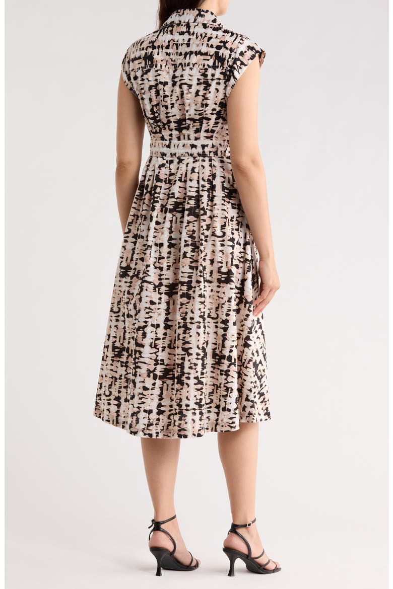 Extended Cap Sleeve Belted Shirtdress, Alternate, color, BLACK MULTI