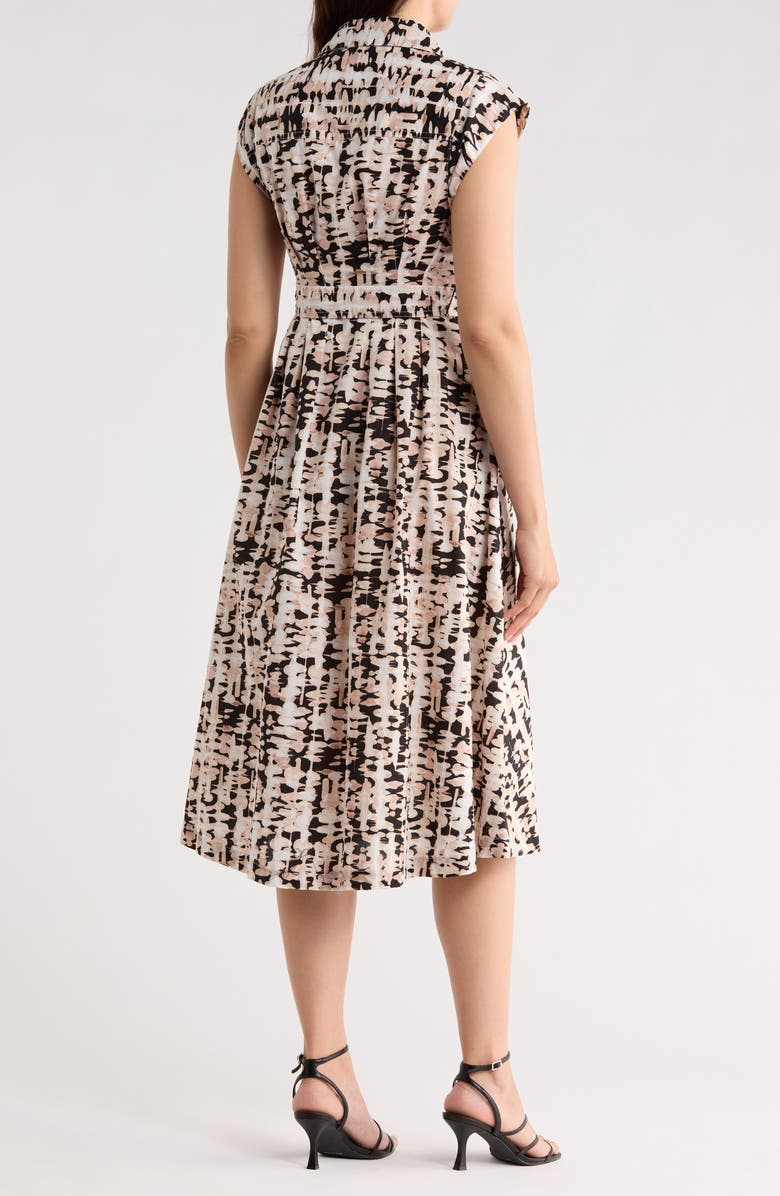 DKNY Extended Cap Sleeve Belted Shirtdress, Alternate, color, Black Multi