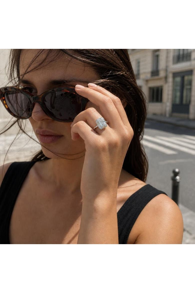 Nerina 14K Gold Radiant Bezel Lab Grown Diamond Solitaire Engagement Ring - 5 Cts, Alternate, color, 14K White Gold