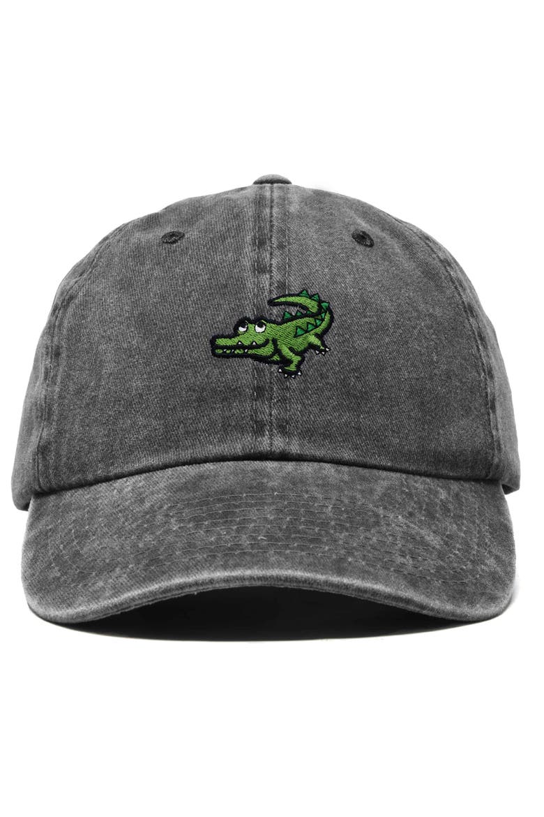 Alligator Embroidered Wildlife Cap, Main, color, Washed Black