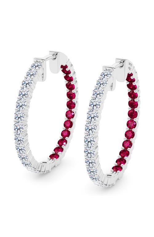 Hautecarat Lab Grown Diamond & Birthstone Inside Out Hoop Earrings