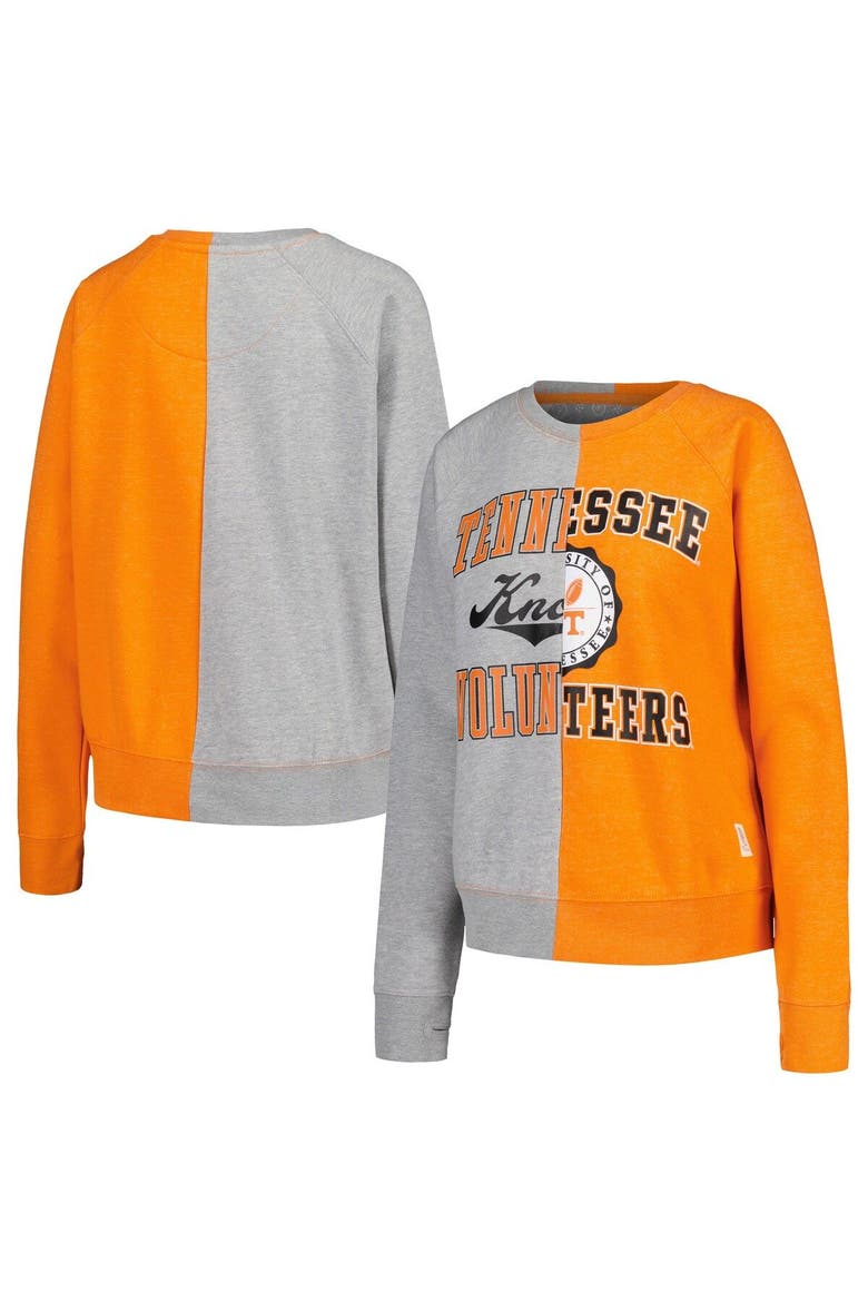 Women's Pressbox Heather Gray Tennessee Volunteers Half and Half Raglan Pullover Sweatshirt, Main, color, Heather Gray