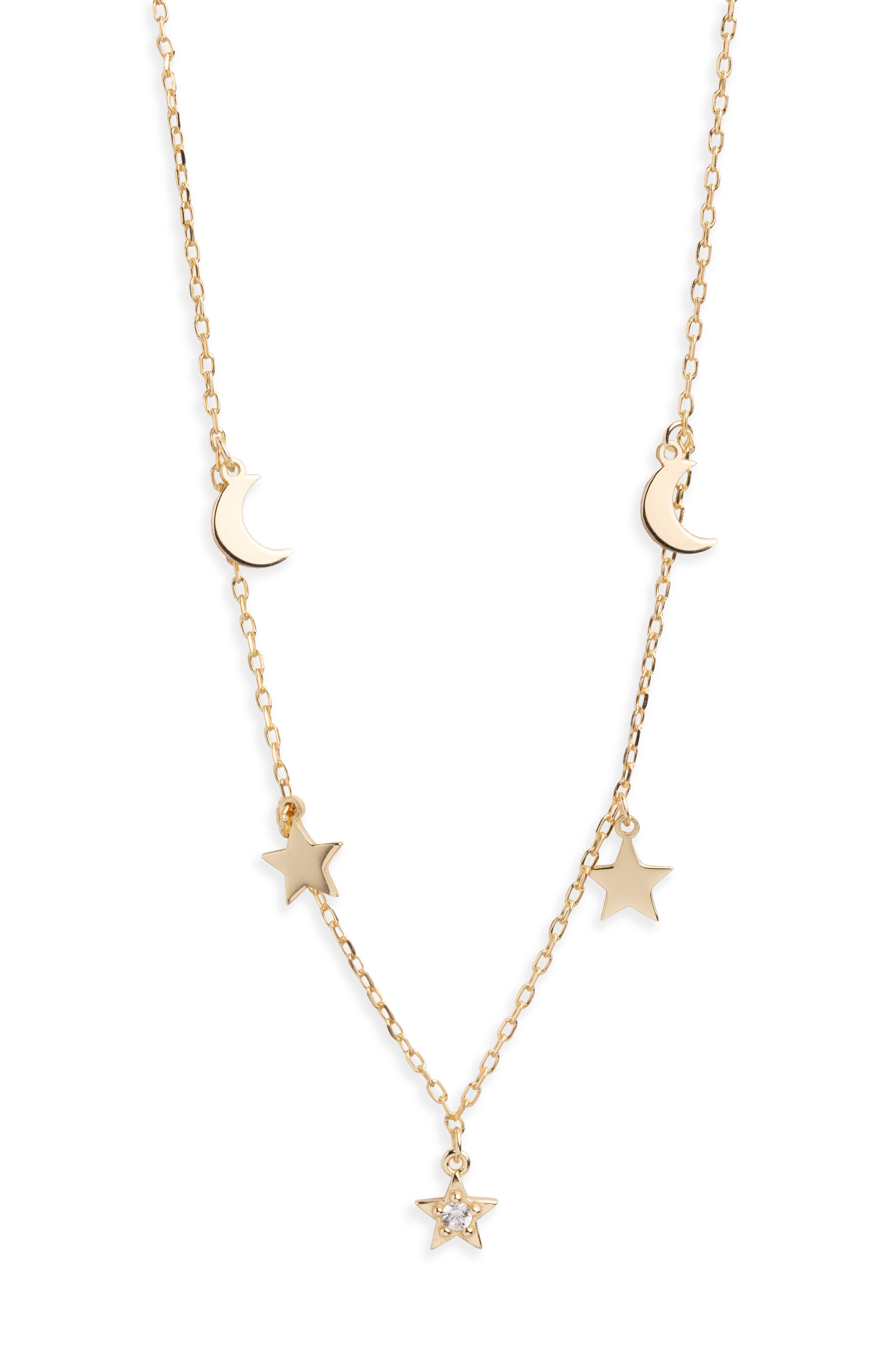 Argento Vivo Sterling Silver Star & Moon Charm Necklace