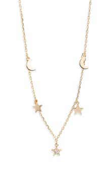 Argento Vivo Sterling Silver Star & Moon Charm Necklace