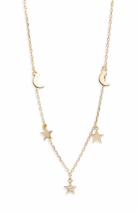 Argento Vivo Sterling Silver Star & Moon Charm Necklace