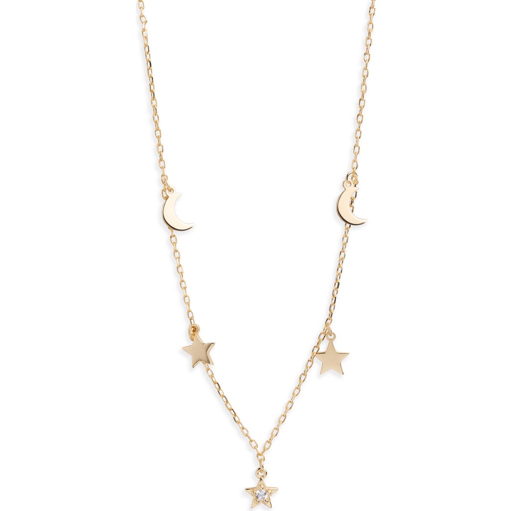 Argento Vivo Sterling Silver Star & Moon Charm Necklace In Gold