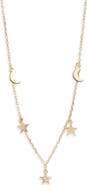Argento Vivo Sterling Silver Star & Moon Charm Necklace