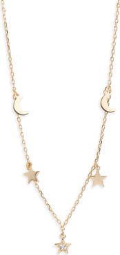 Argento Vivo Sterling Silver Star & Moon Charm Necklace