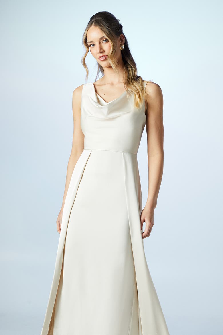 Sleeveless Cowl Neck Bridesmaid Dress, Alternate, color, Champagne