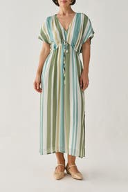 Reistor Gathered Striped Maxi Dress