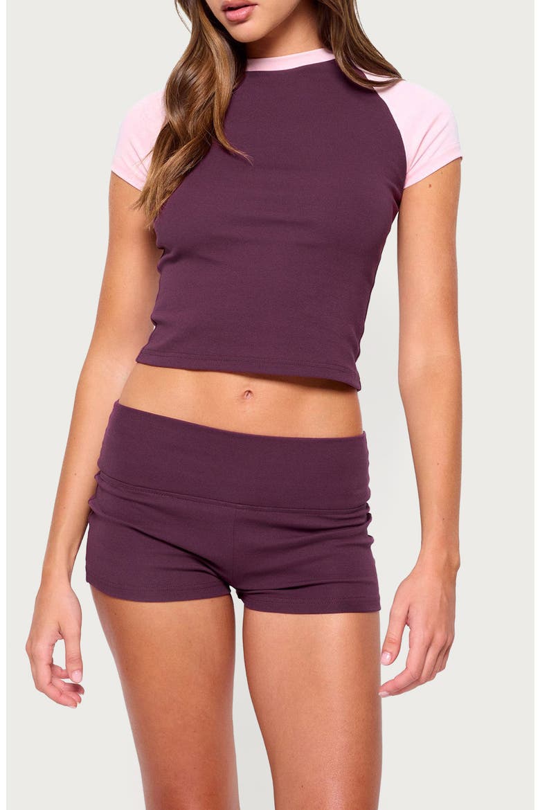 Anlie Contrast Raglan T-shirt, Main, color, PLUM-AND-PINK