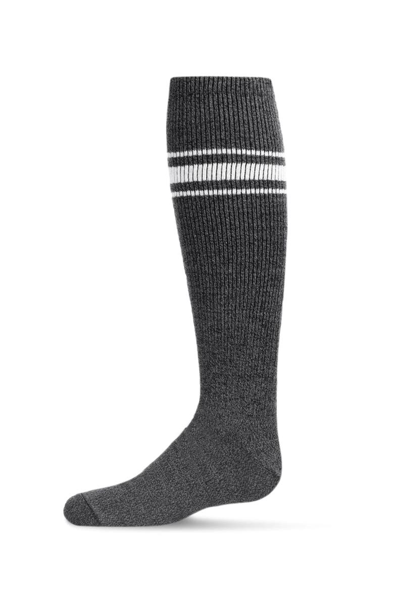 MeMoi Marled Ribbed Stripe Knee High Socks, Main, color, Black