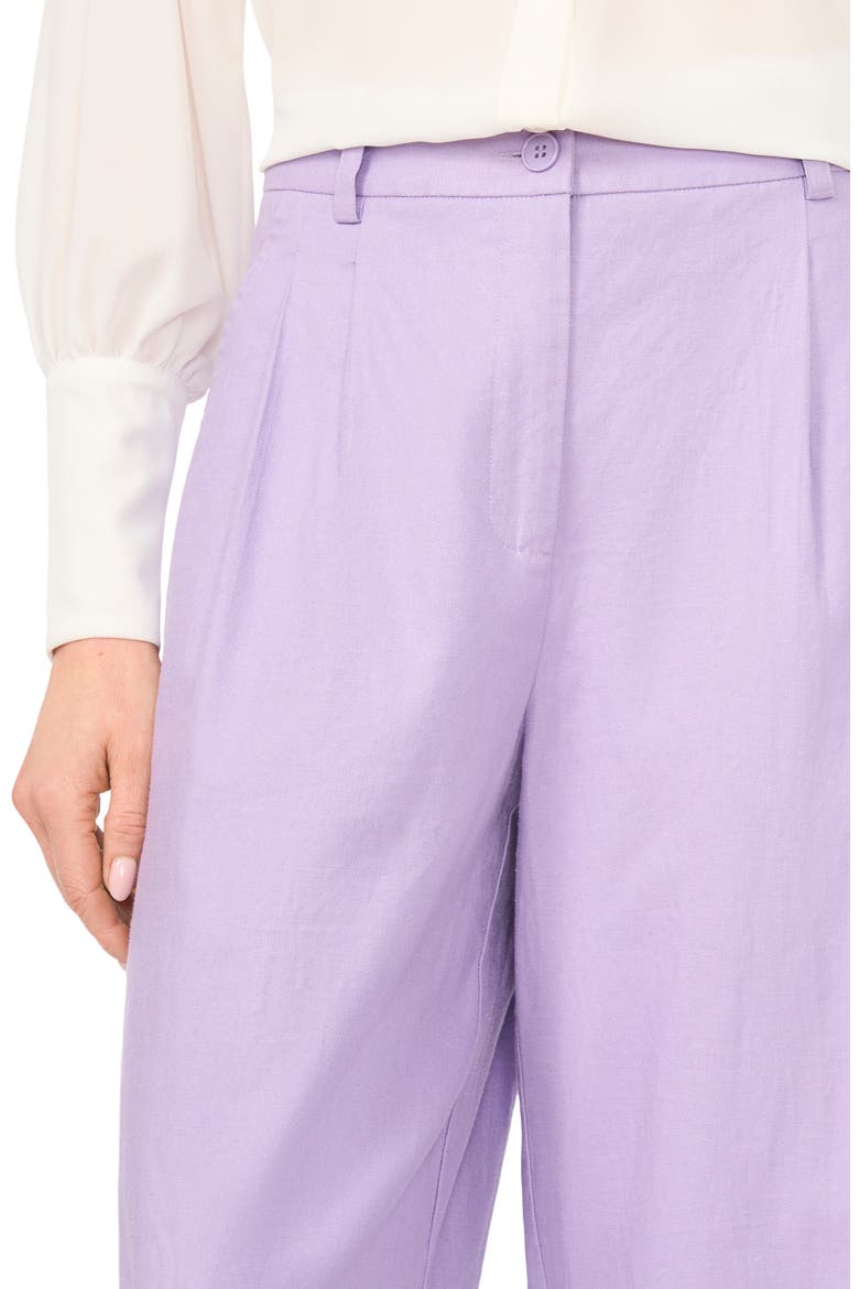 Pleated High Waist Linen Blend Dress Pants, Alternate, color, SOFT LAVENDER