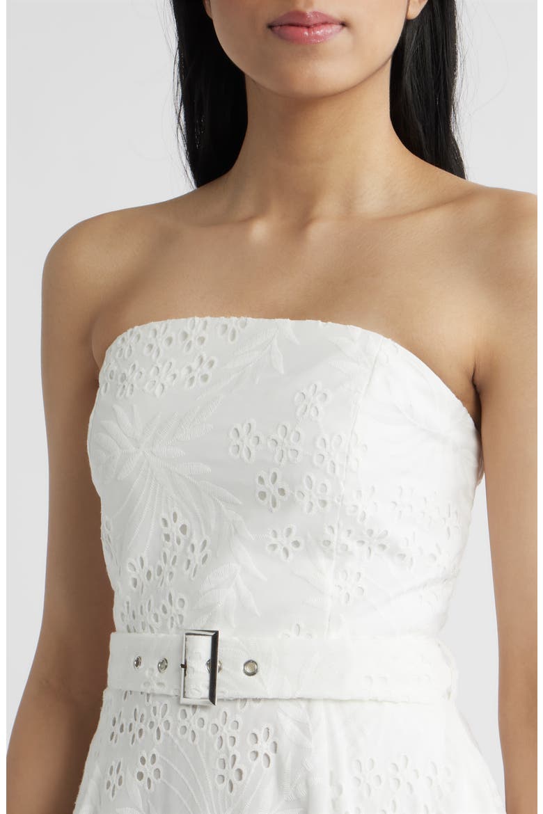 Strapless Cotton Eyelet Dress, Alternate, color, WHITE