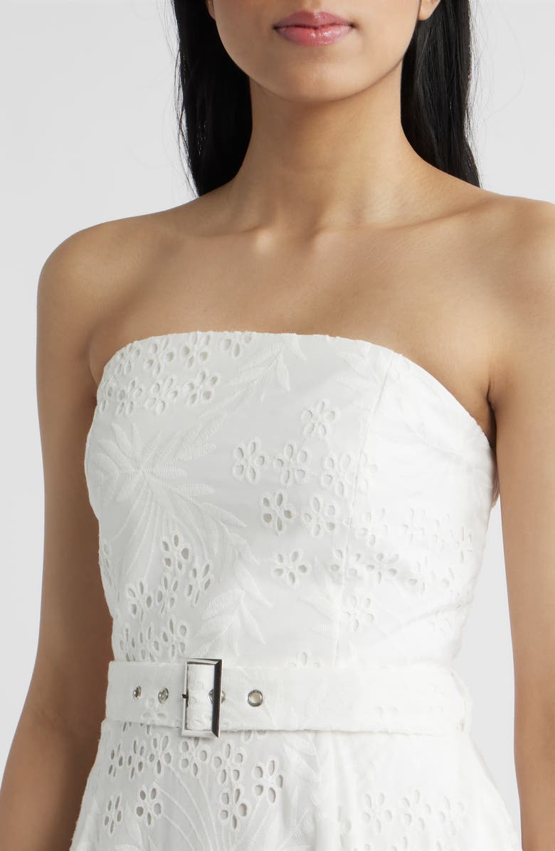 Sam Edelman Strapless Cotton Eyelet Dress, Alternate, color, White