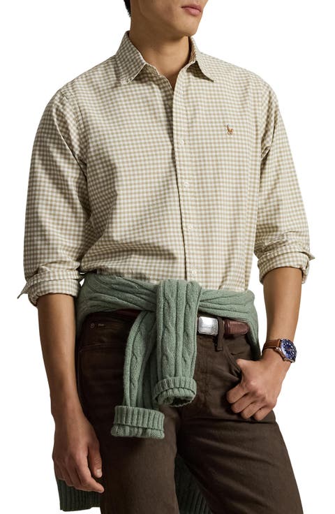 Classic Fit Gingham Cotton Button-Down Oxford Shirt