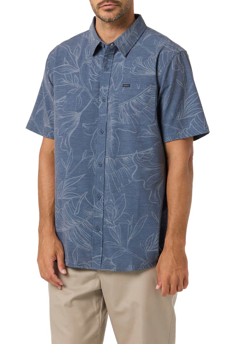 Trvlr Transverse UPF 50+ Camp Shirt, Alternate, color, NAVY