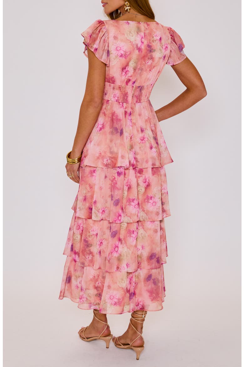 Andie Floral Print Tiered Ruffle Maxi Dress, Alternate, color, MAUVE FLORAL