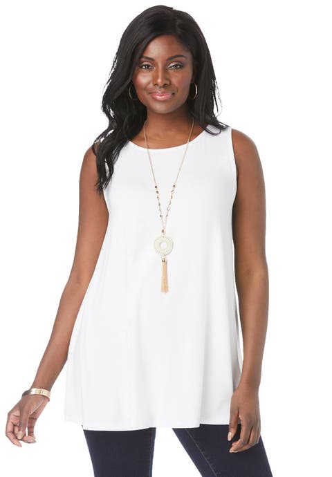 Stretch Knit Sleeveless Swing Tunic (Plus Available)