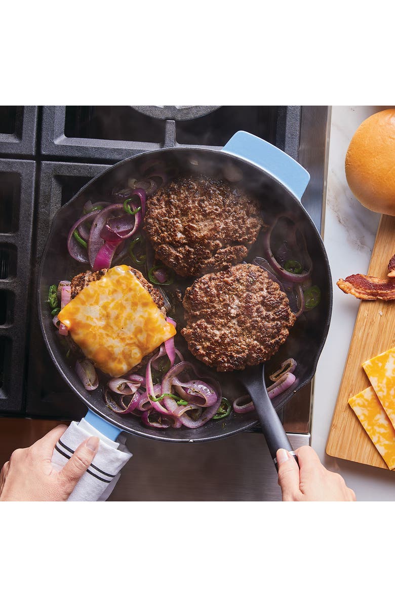 KITCHENAID Enamel 12-Inch Cast Iron Skillet, Alternate, color, Blue Velvet