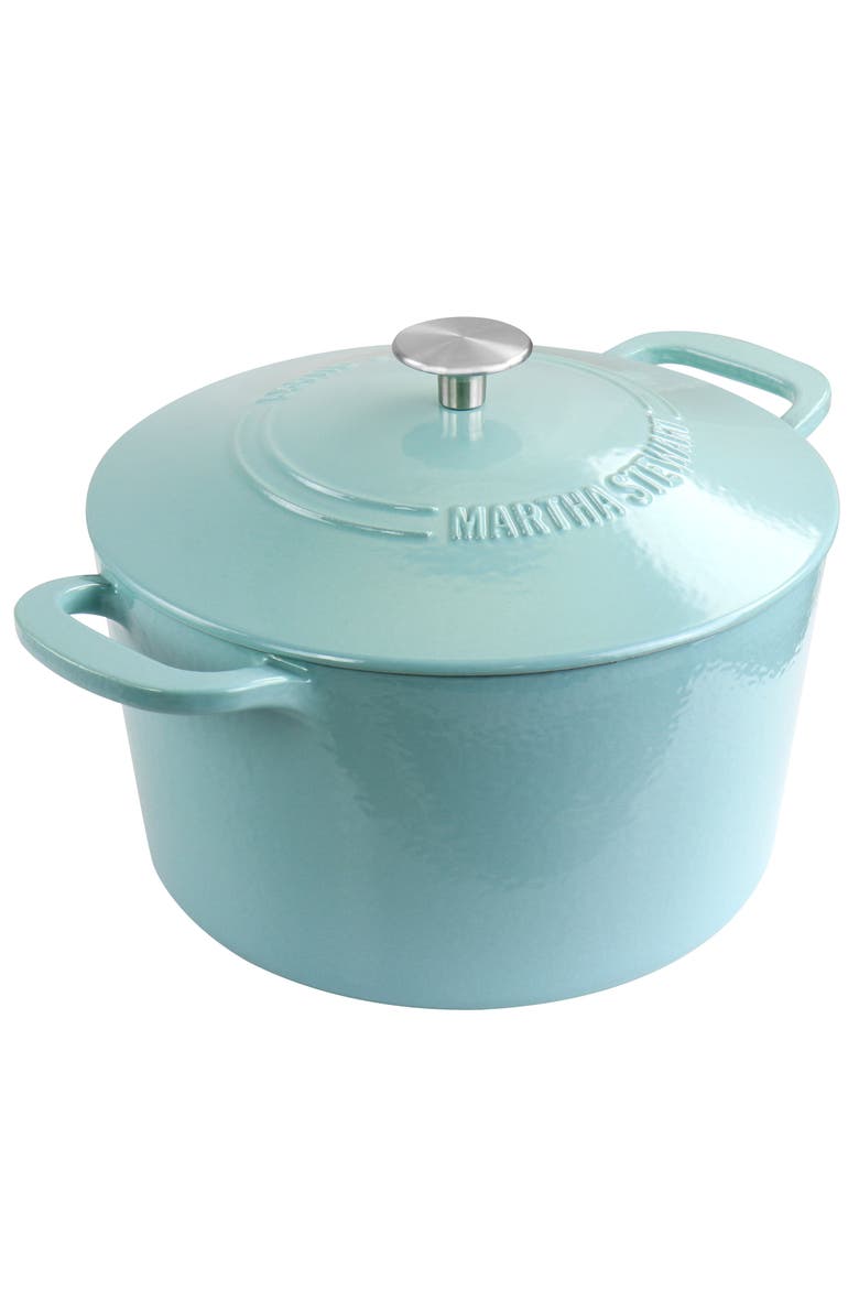 Enameled Cast Iron 7 Quart Dutch Oven with Lid, Alternate, color, Turquoise