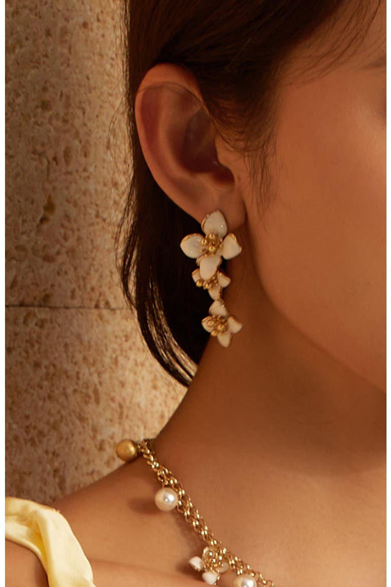 Iris Blossom Earrings, Alternate, color, White & Gold