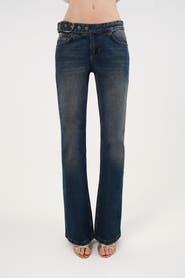 Nocturne Belted Denim Flare Trousers