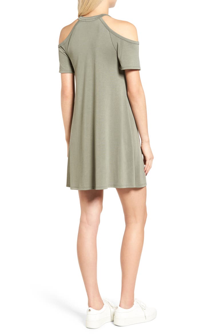 Sofia Cold Shoulder Dress, Alternate, color, AGAVE GREEN