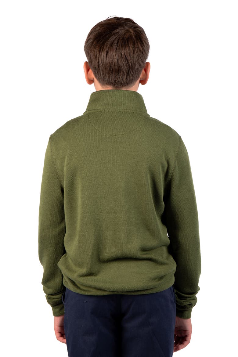 Kids' French Rib Quarter Zip Pullover Sweater, Alternate, color, ARMY GREEN
