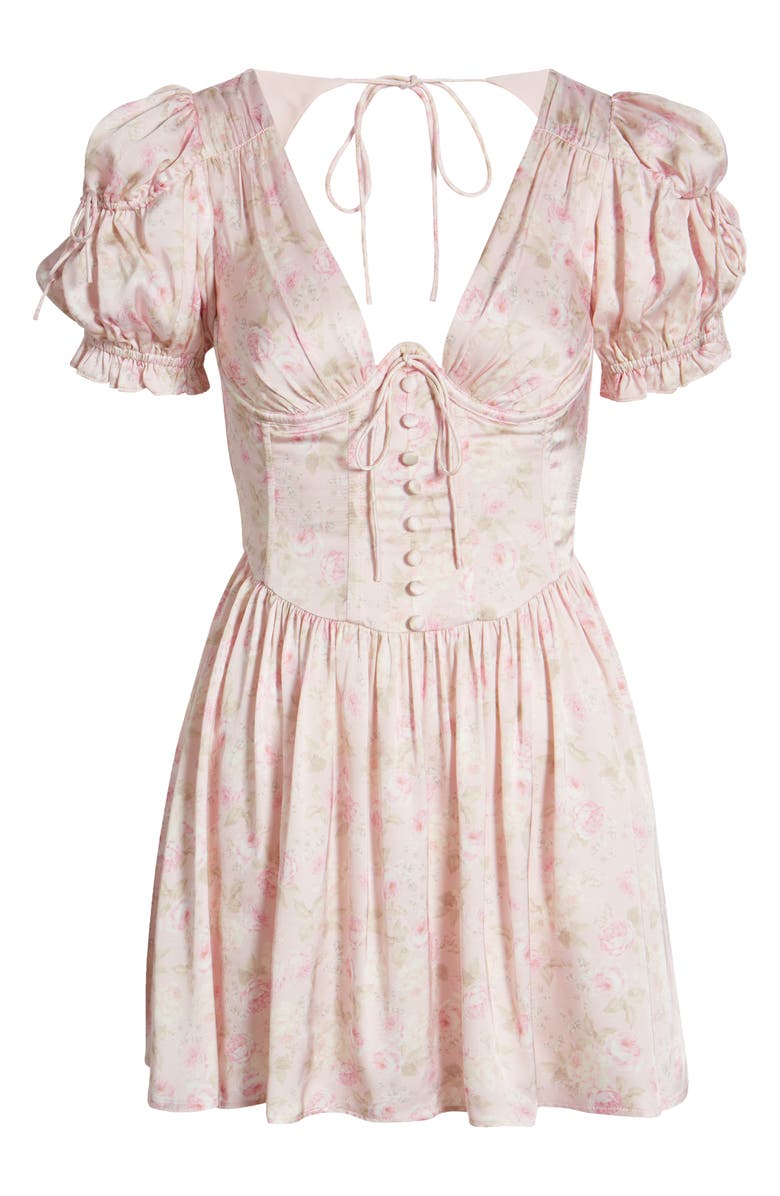For Love & Lemons Paulina Floral Corset Minidress, Alternate, color, Pink
