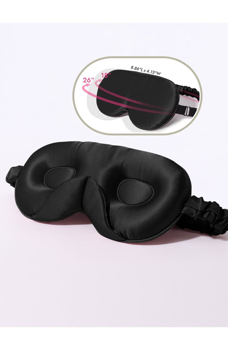 SILKSILKY 22 Momme Mulberry Silk Upgraded 3D Adjustable Eye Mask, Main, color, Black