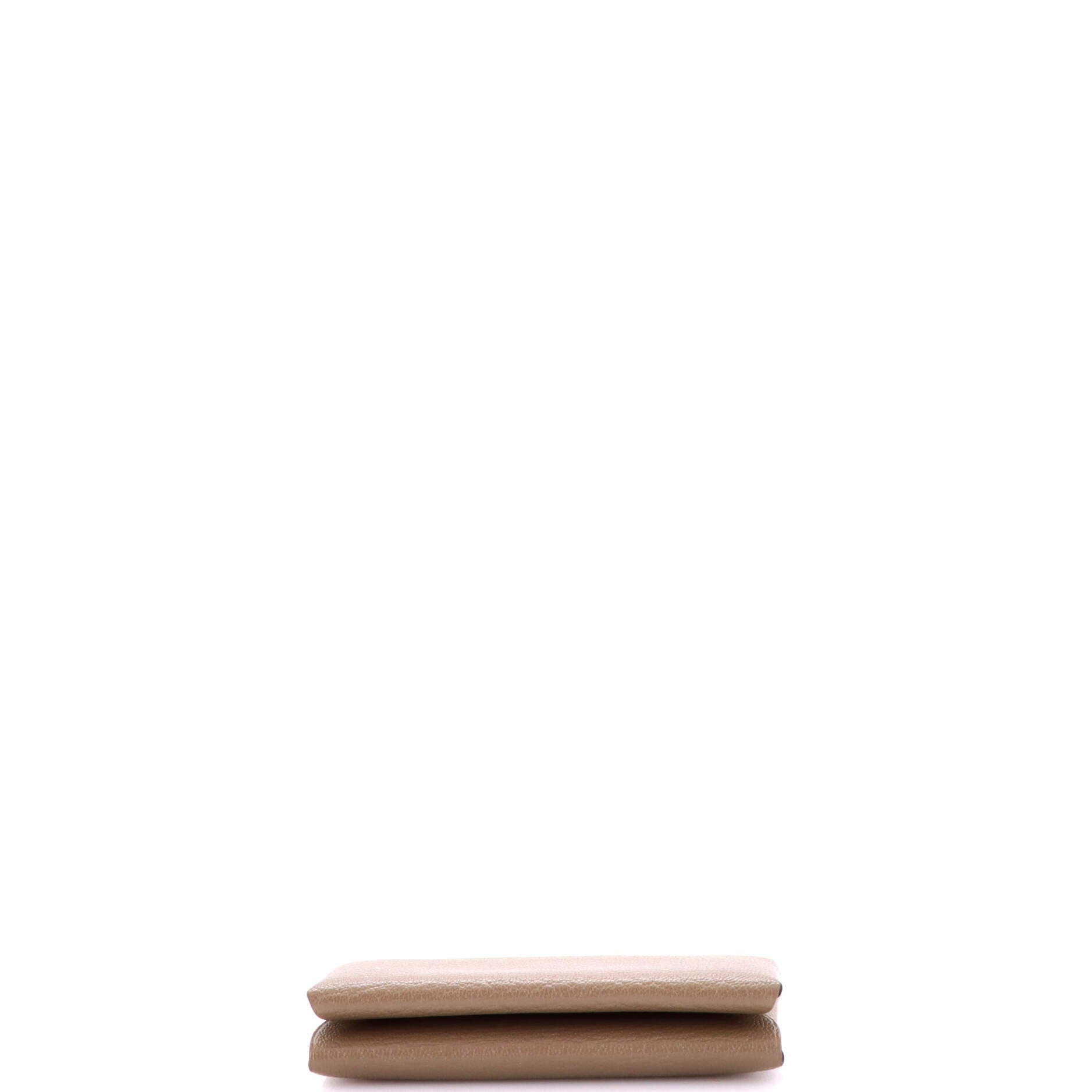 Pre-Owned Hermes Calvi Duo Card Holder Chevre Mysore, Alternate, color, Etoupe