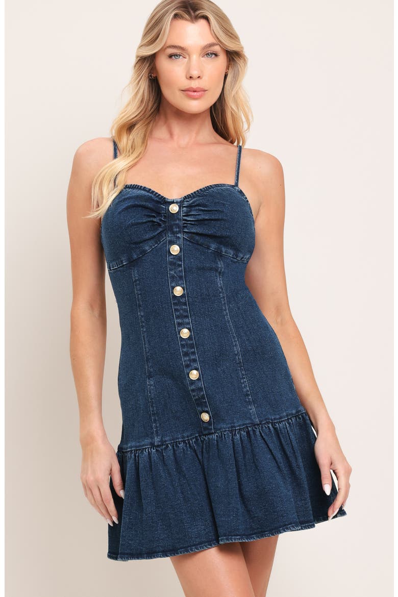 Sleeveless Denim Minidress, Alternate, color, MEDIUM INDIGO