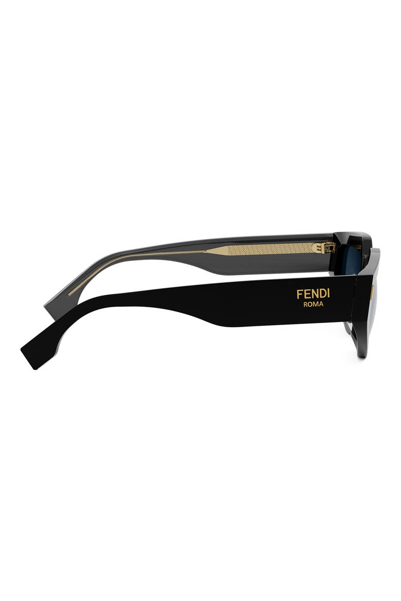 Roma 54mm Geometric Sunglasses, Alternate, color, SHINY BLACK / BLUE