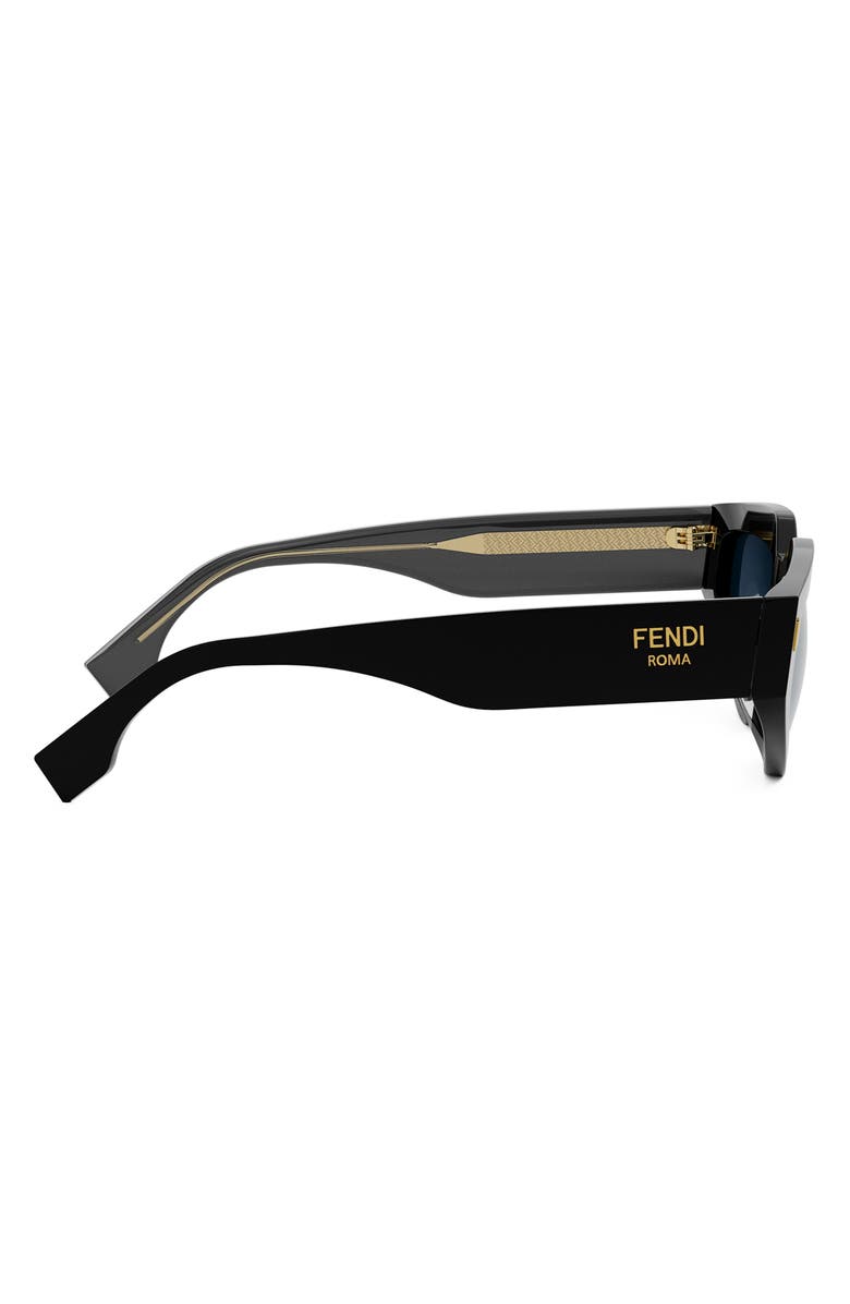 Fendi Roma 54mm Geometric Sunglasses, Alternate, color, Shiny Black / Blue