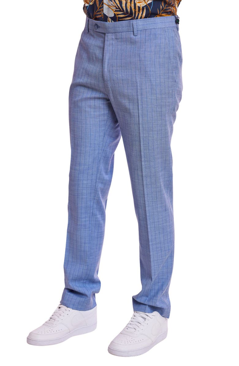 PAISLEY & GRAY Downing Slim Flat Front Windowpane Dress Pants, Alternate, color, French Blue Stripes