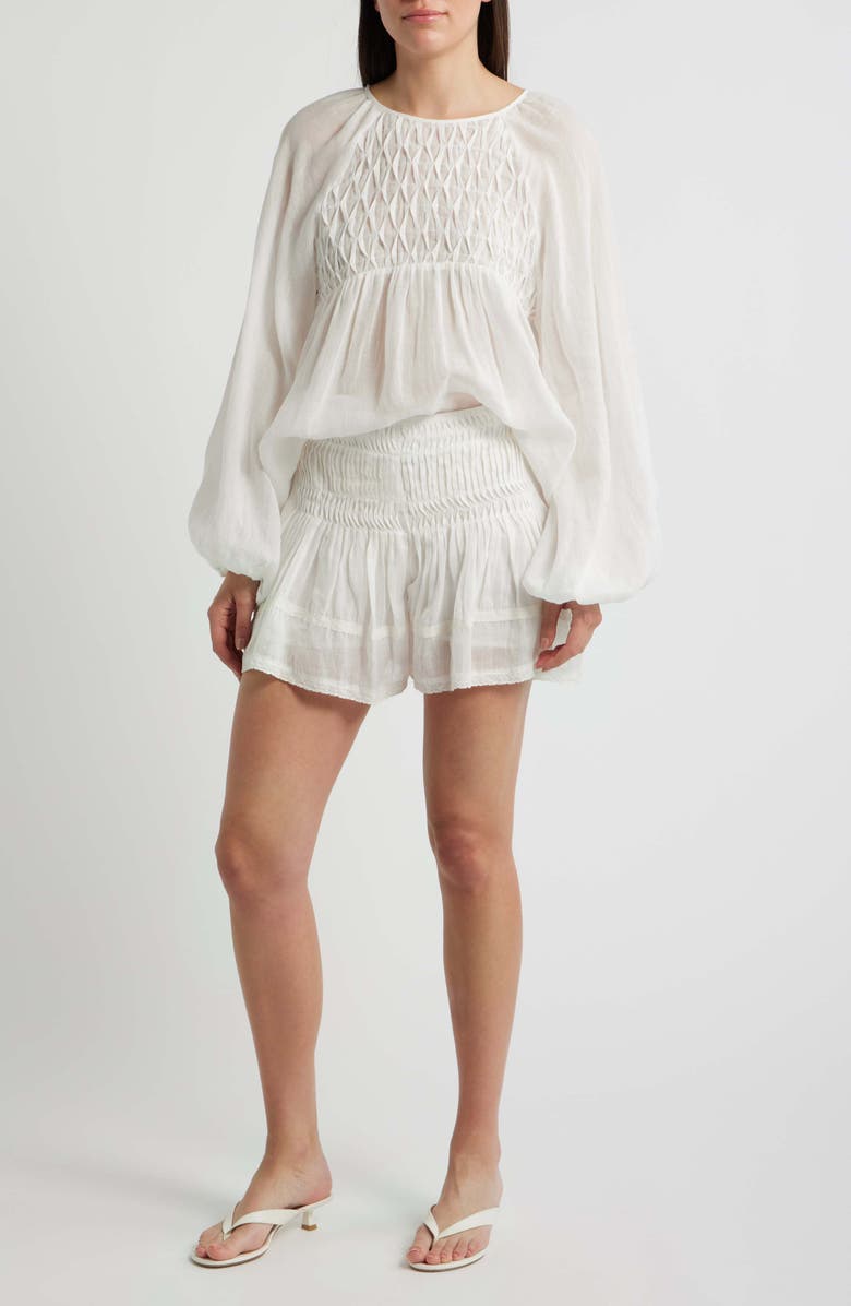 A.REN Phoebe Pintuck Pleated Linen Shorts, Alternate, color, Off White