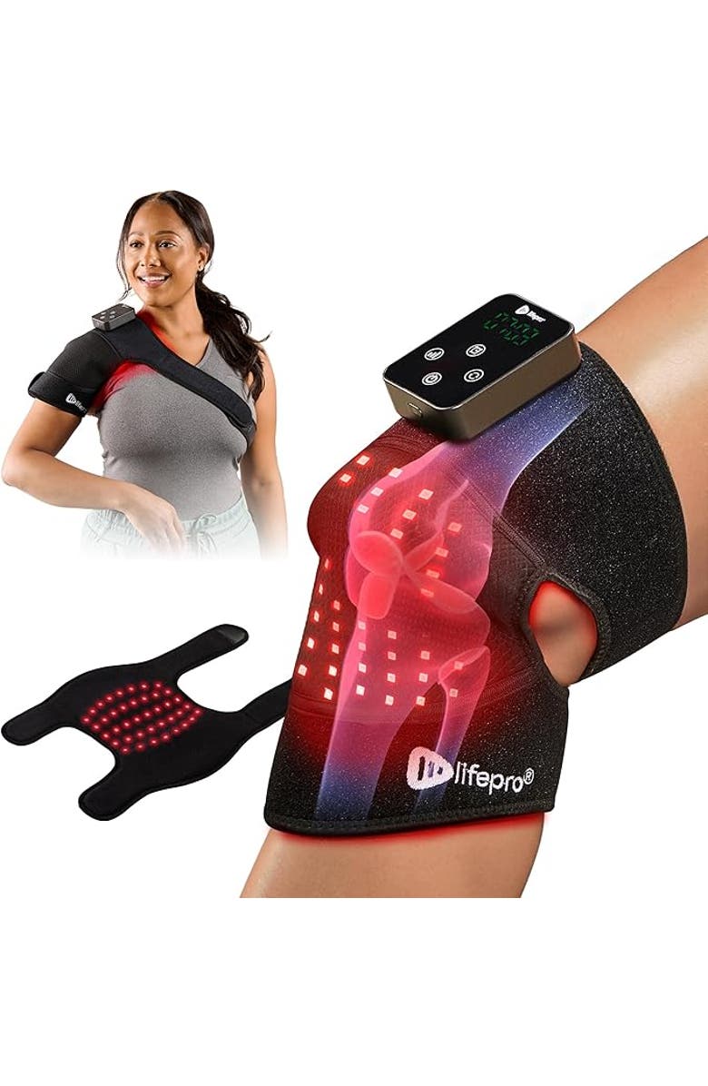 Lifepro Red Light Therapy Knee Massager 660nm & 850nm Infrared LED Knee Brace Device, Main, color, Rechargable