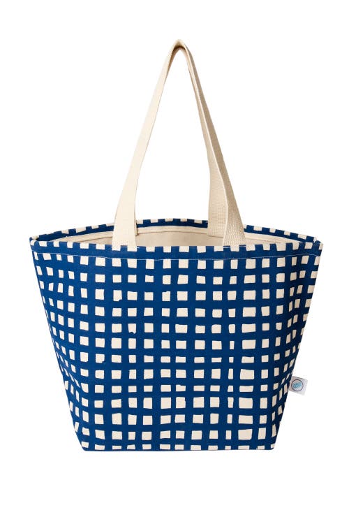 Dance Happy Grid Wide Tote Bag In Navy