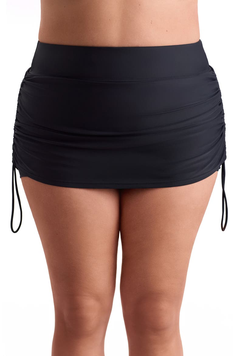 Side Zipper Pocket Swim Skort, Main, color, Black